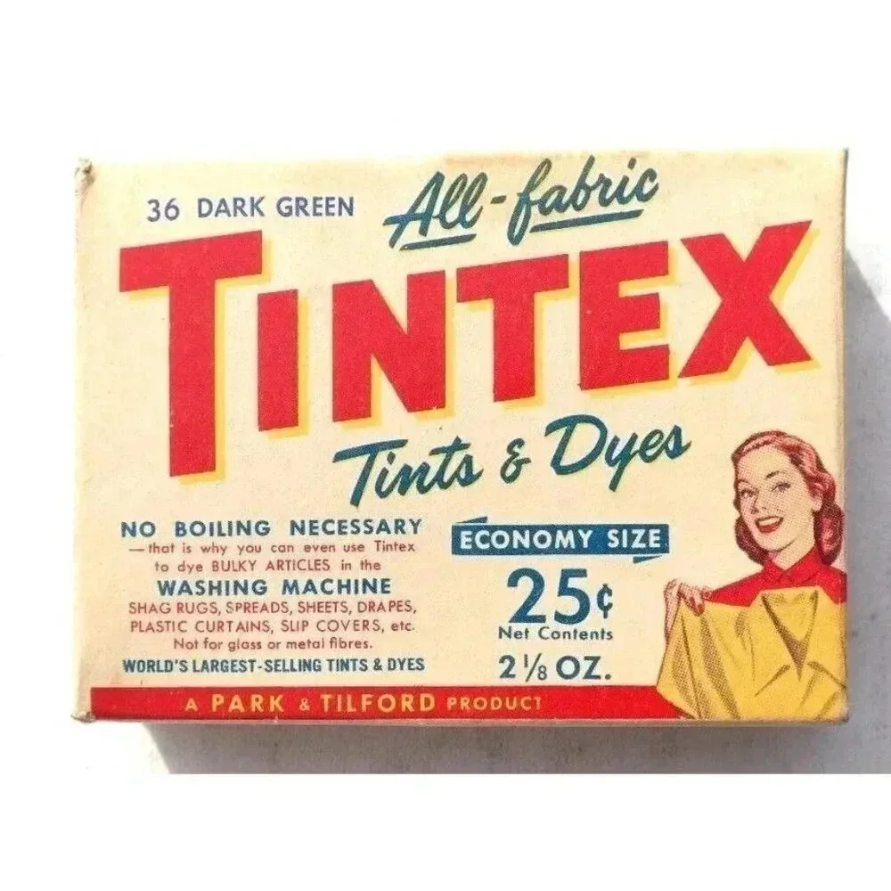 Vintage Tintex 36 Dark Green Tints and Dyes Box Unopened Park Tilford Product